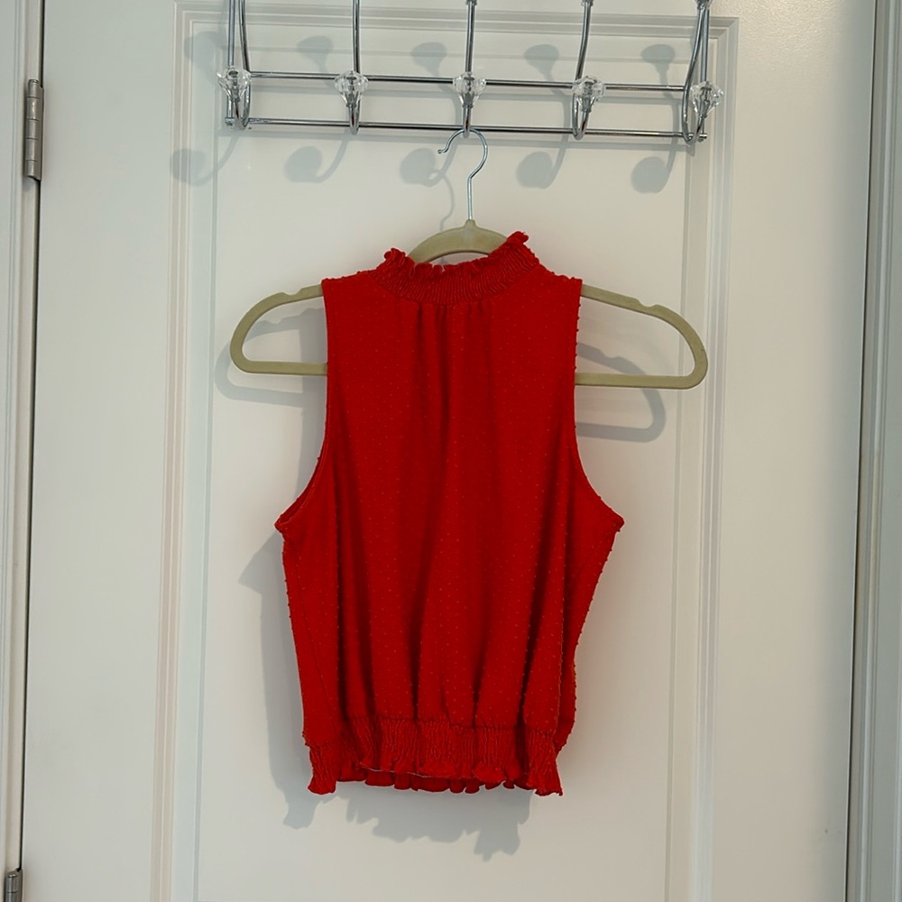 Coral Mock Neck Top